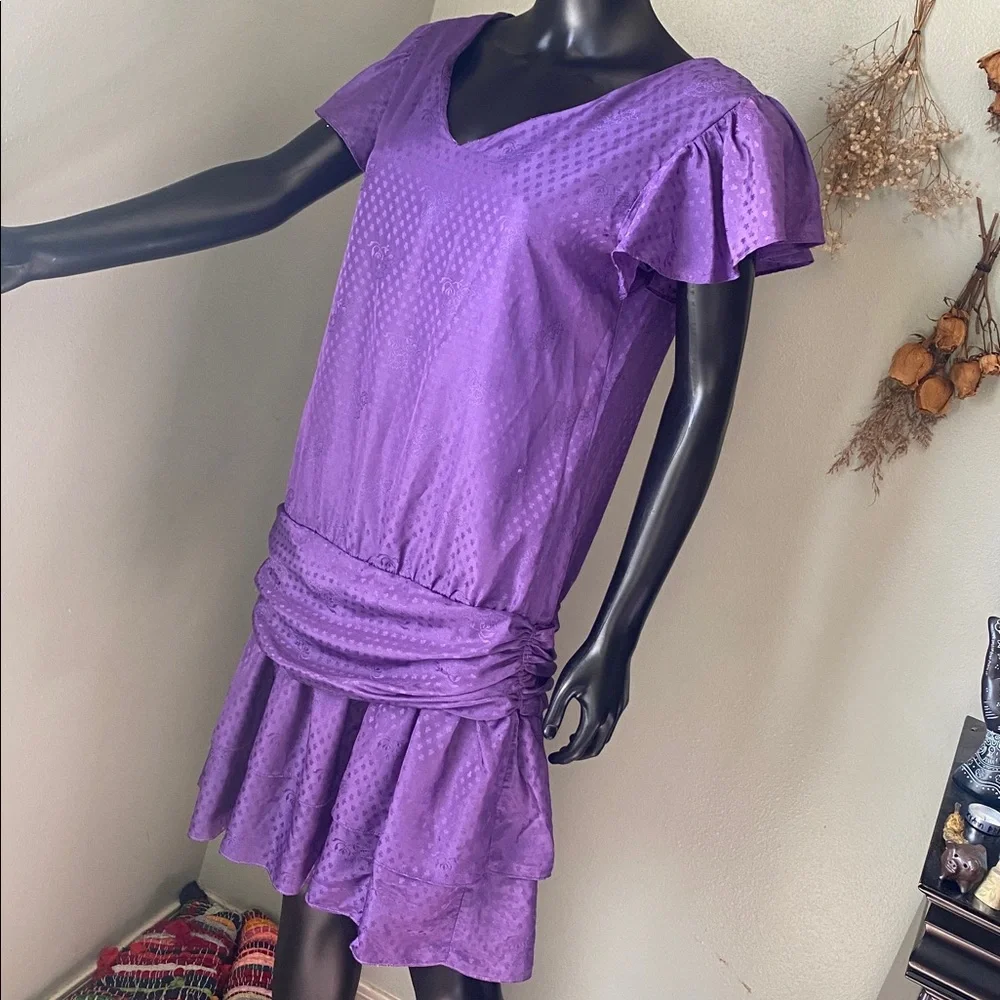 Vintage Purple Ruffle Sleeve Dress - Picture 6 of 11